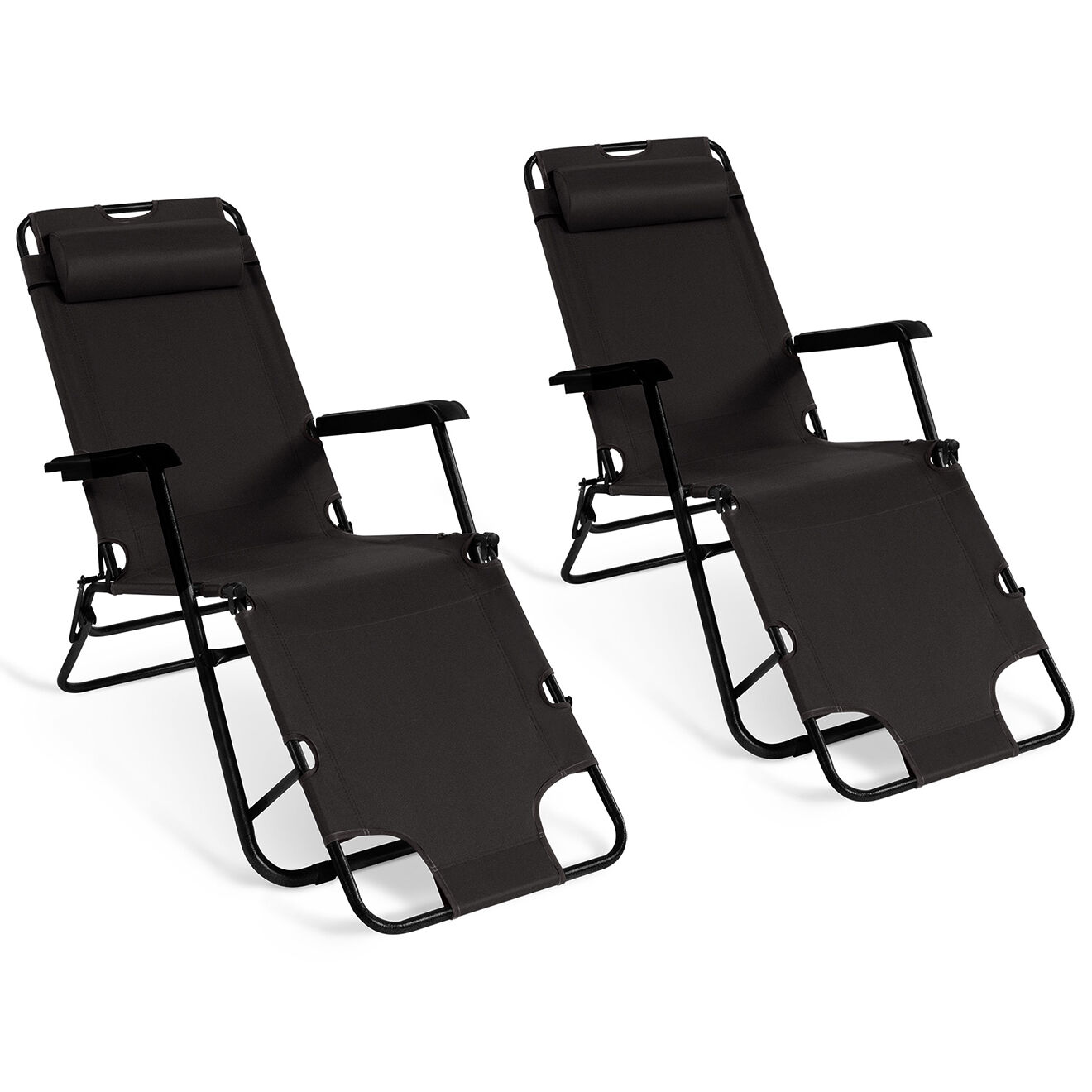 Pratik Garden 2 Transats relax noirs - 178x61x33 cm