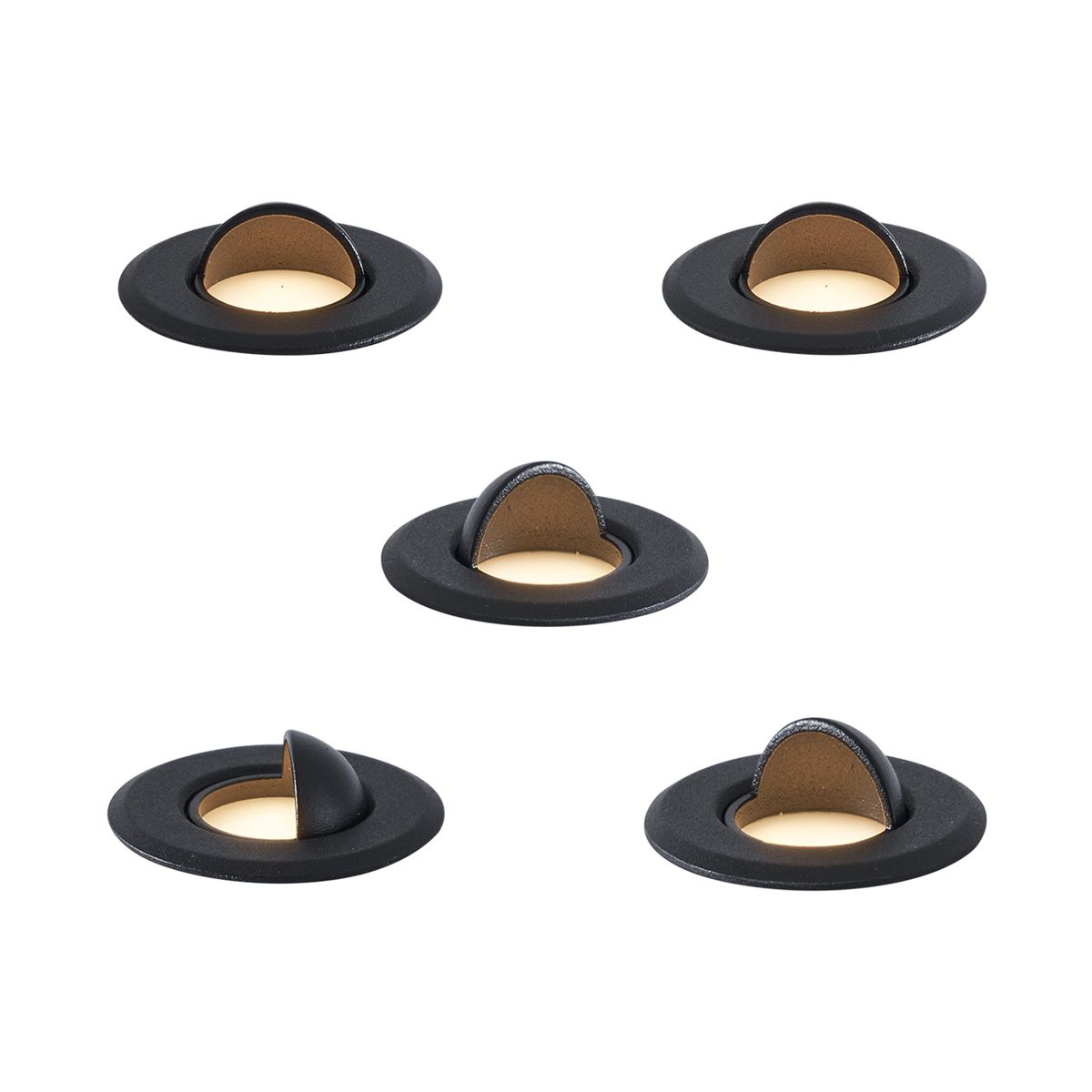 Set van 5 moderne grondspots zwart incl. LED IP67 - Linsey