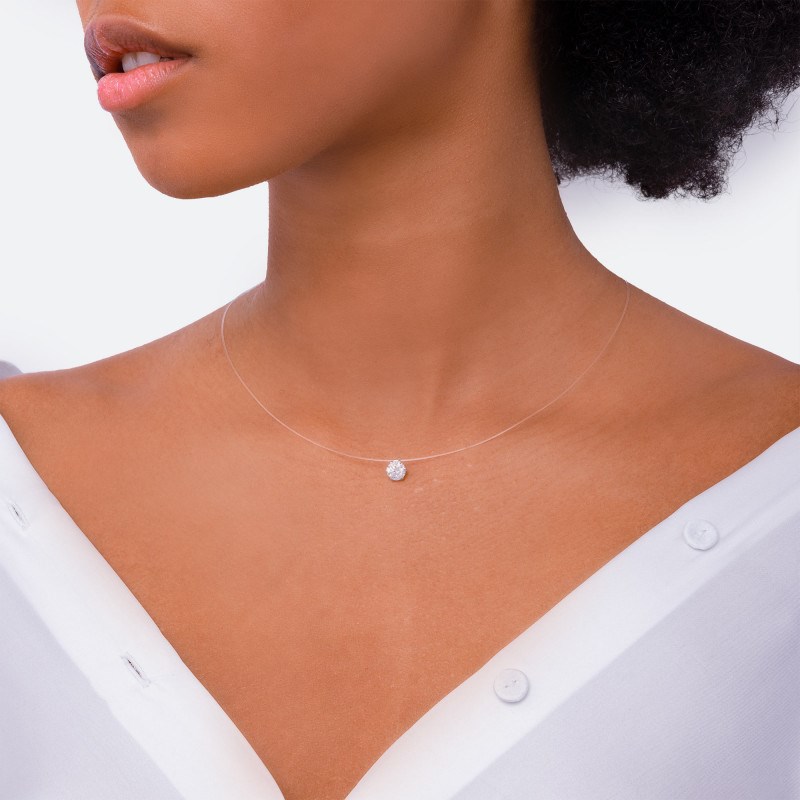 Collier transparent serti 6 griffes M