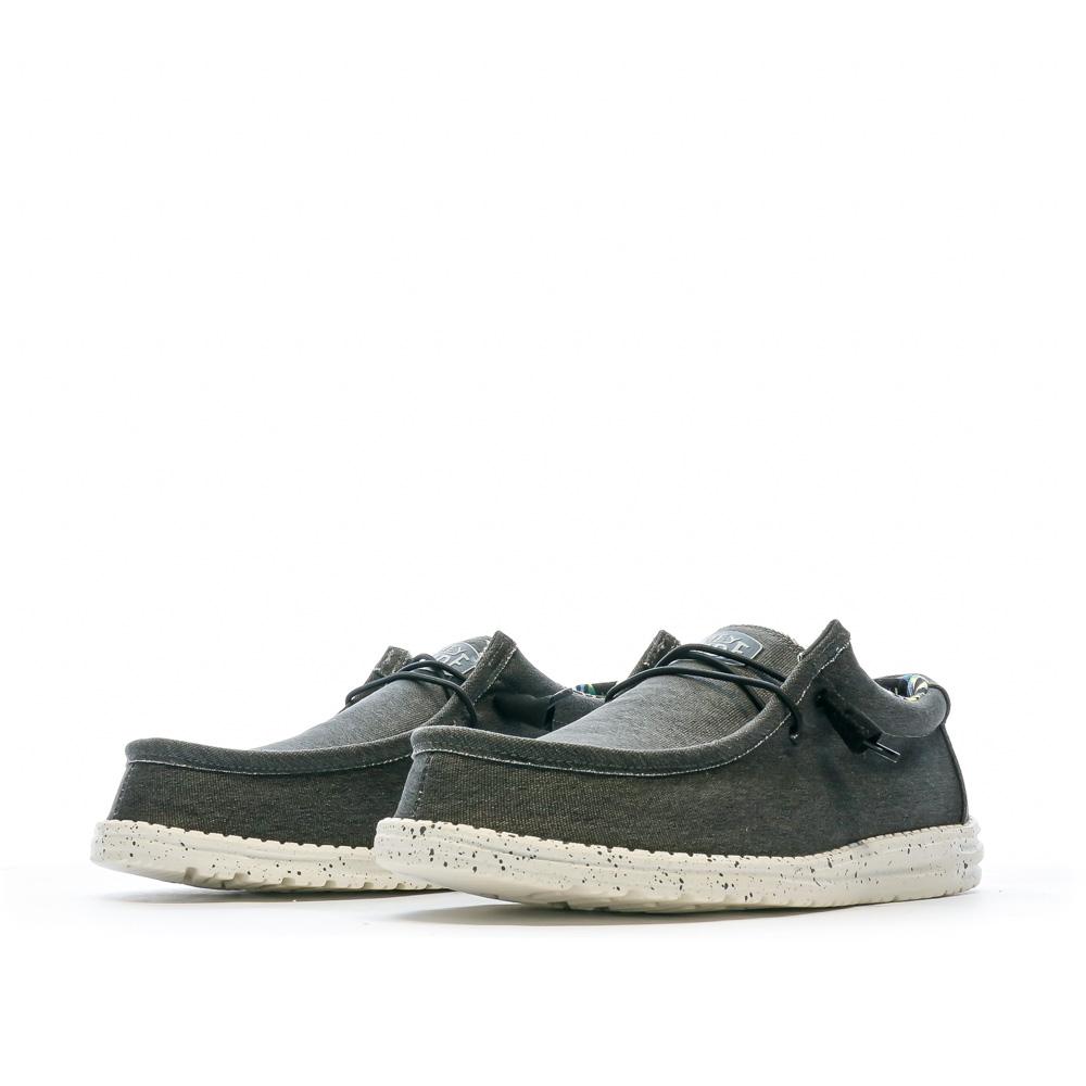 Hey Dude Chaussures Noir Homme Hey Dude Wally Stretch Canvas