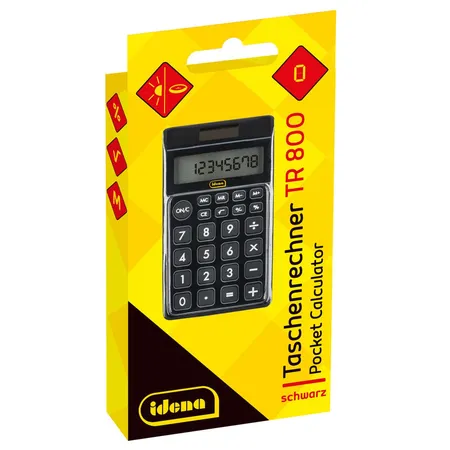 Idena Taschenrechner TR 800, 8-stelliges Display, Solar- und Batteriebetrieb, schwarz