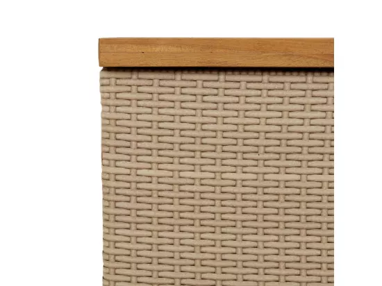 Boîte de rangement de jardin beige résine tressée bois d'acacia