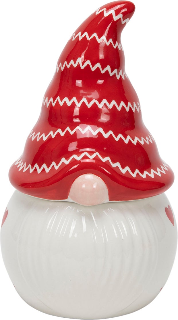Voorraadpot Gnoom rood / wit D 12,5 H 21 cm