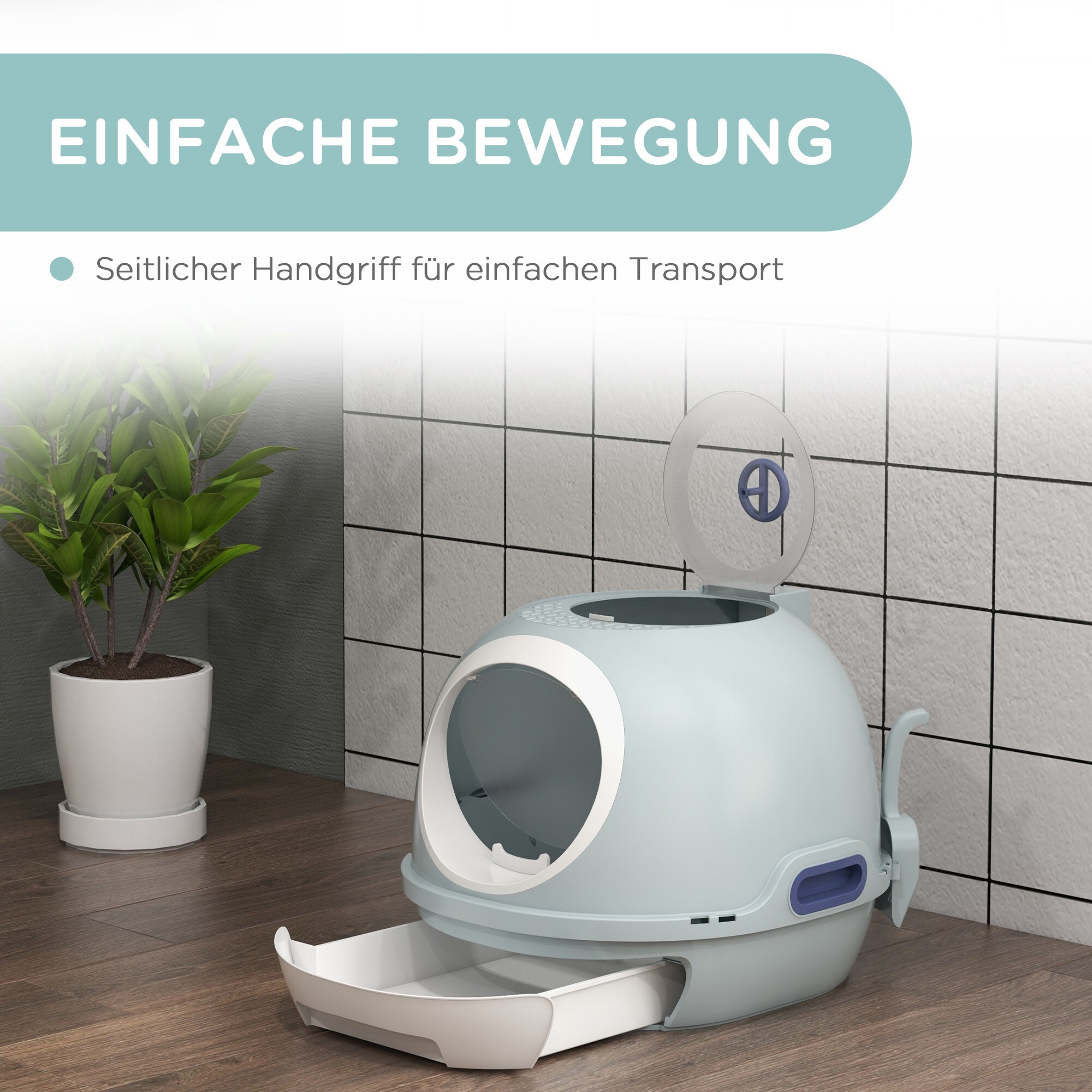 PawHut Katzentoilette mit Katzenklappe 47 x 55 x 44 cm (BxTxH)