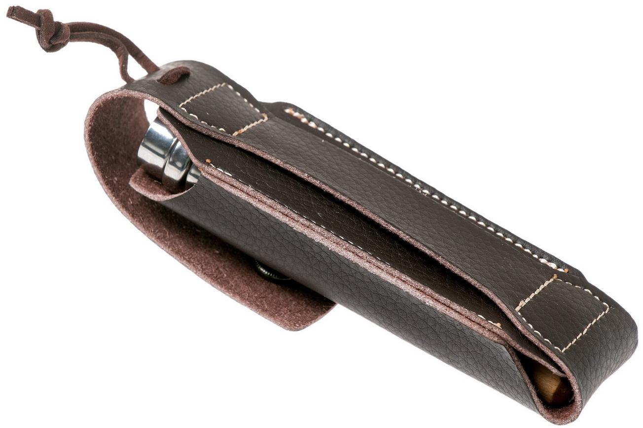 Opinel zakmes No. 8 Classic, RVS, met leren sheath, beukenhout
