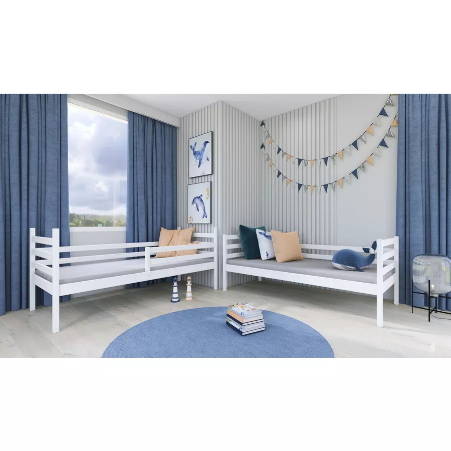 Kids Collective Hochbett 90x200 Etagenbett mit Rausfallschutz und Lattenrost weiß