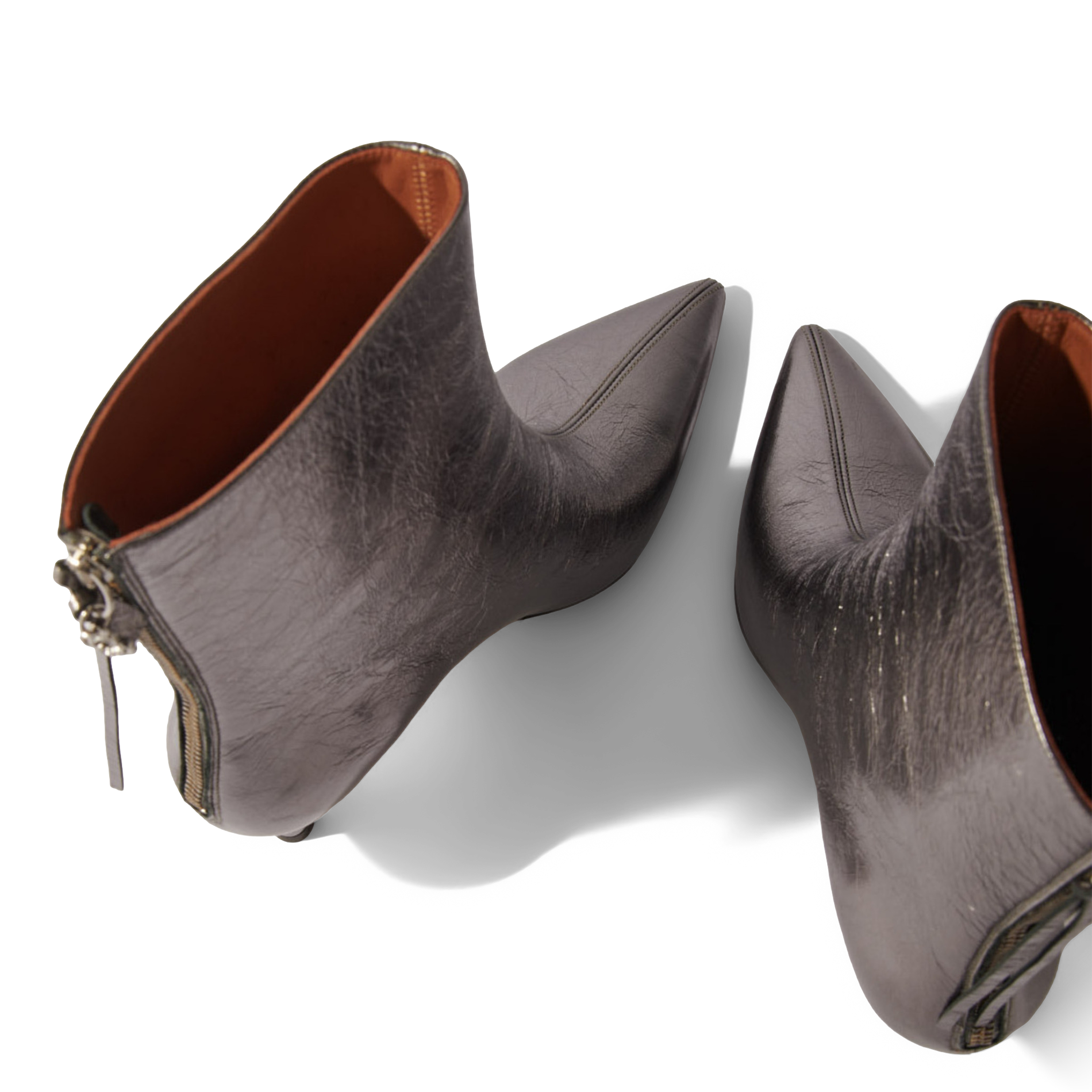 Bottes à talons en cuir métallisé | Argent