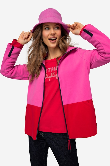 Fleecejacke, Colorblocking, Rundhals, Zipper, Langam, OEKO-TEX