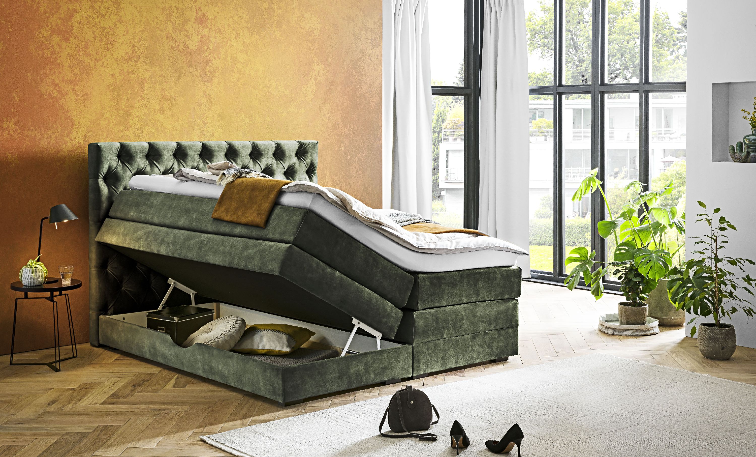 Boxspringbett irisette MONDO BARELL 160X200 H2\/H2 blossom