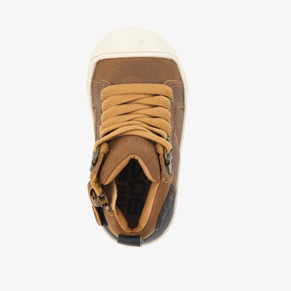 Braqeez hoge leren jongens sneakers cognac