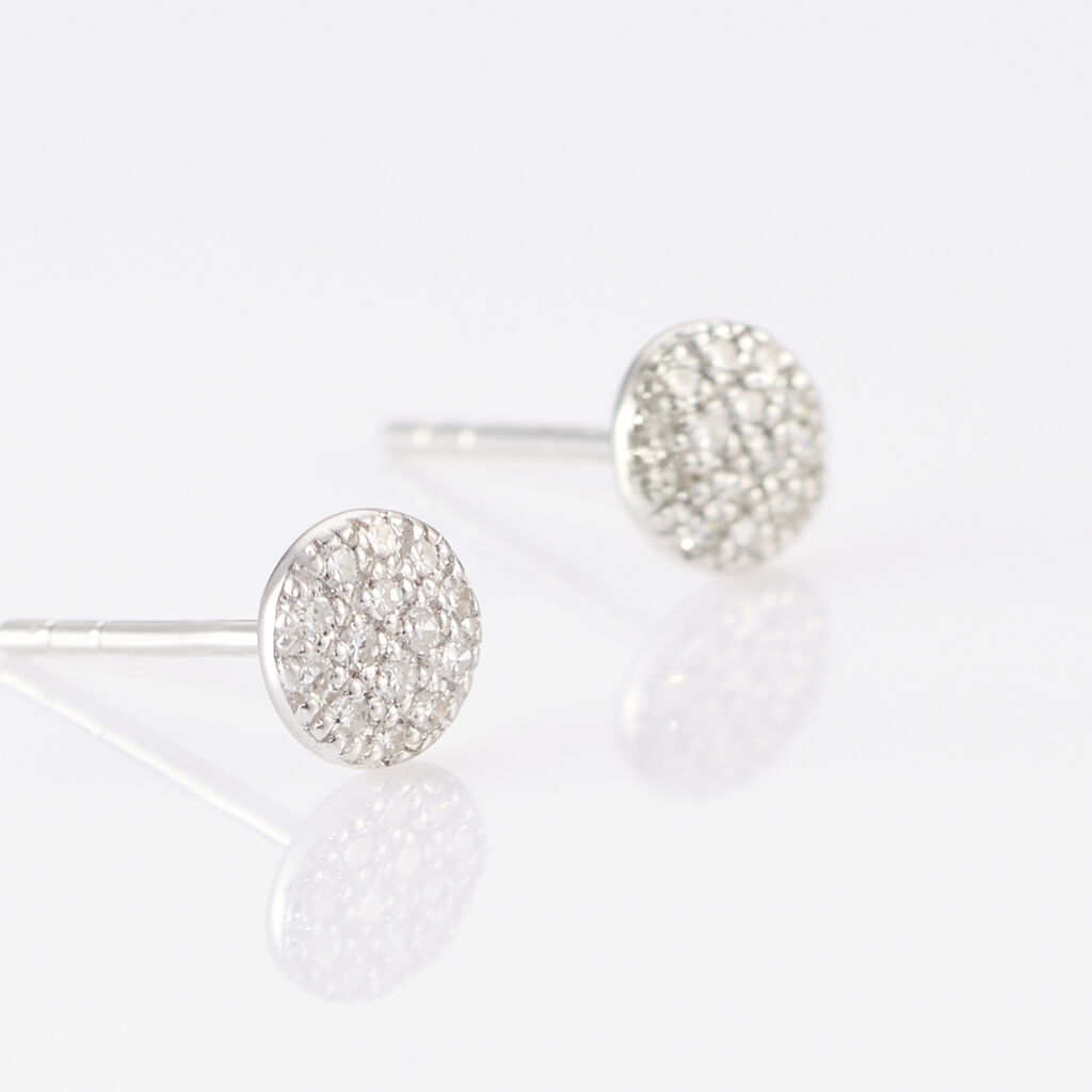 Boucles D'oreilles Puces Teani Or Blanc Diamant