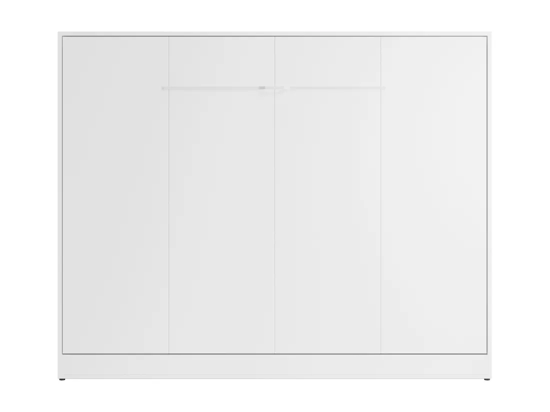 Lit escamotable 140 x 200 cm - Ouverture horizontale manuelle - Avec LEDs - Blanc - RAPILI
