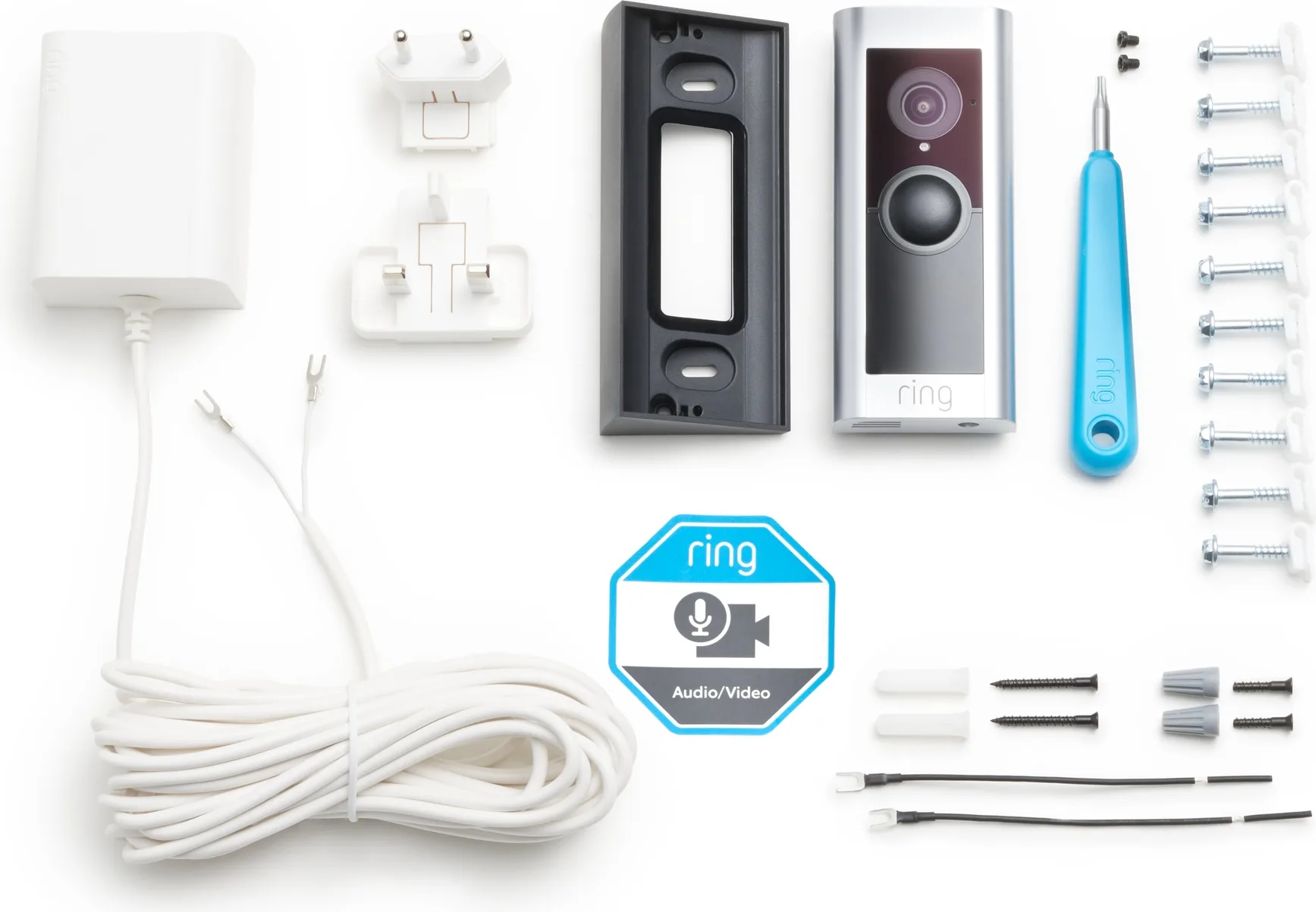 Ring Video Doorbell Pro 2 Nickel Satiné (filaire)   Adaptateur Sonnette connectée