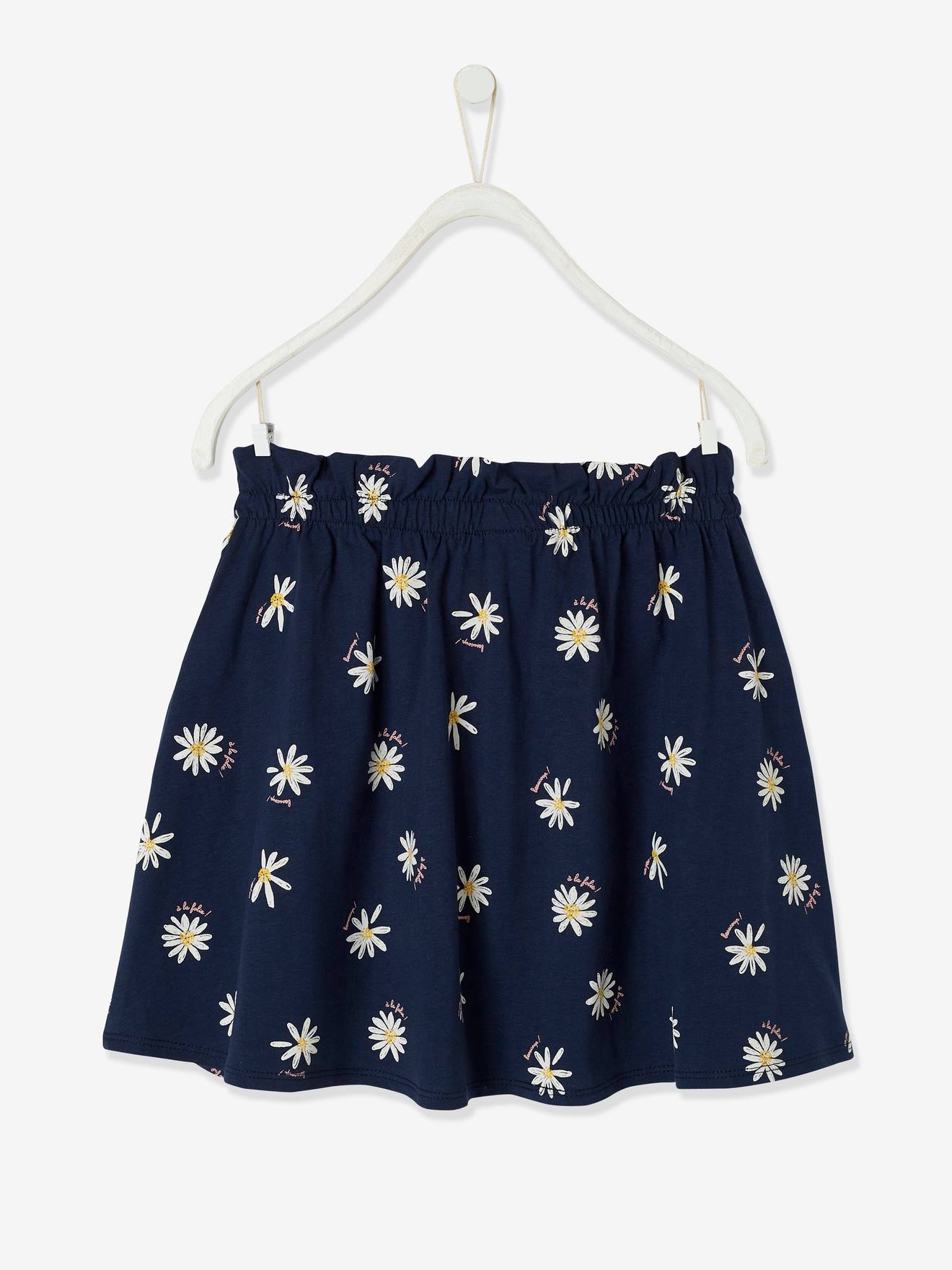 Saia verde-escura estampada para meninas