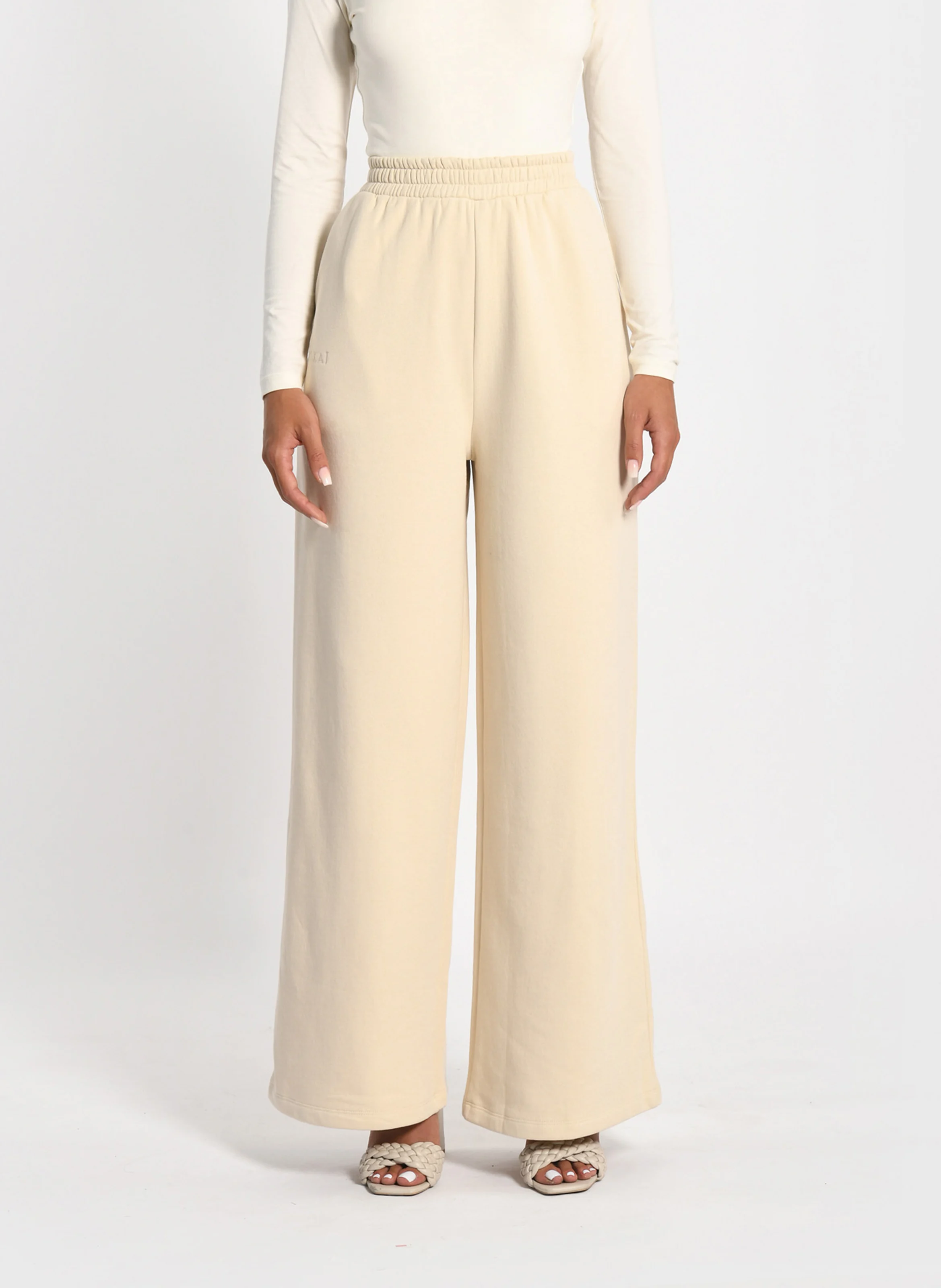 SUZY - Jogging large en coton mélangé | Beige