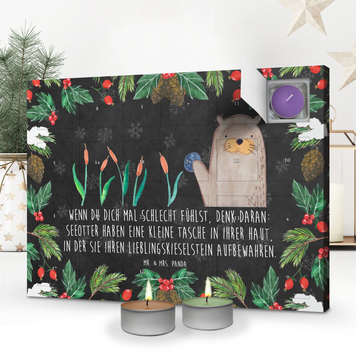 Mr. & Mrs. Panda Geurkaars Adventskalender Otter Stone - Zwart