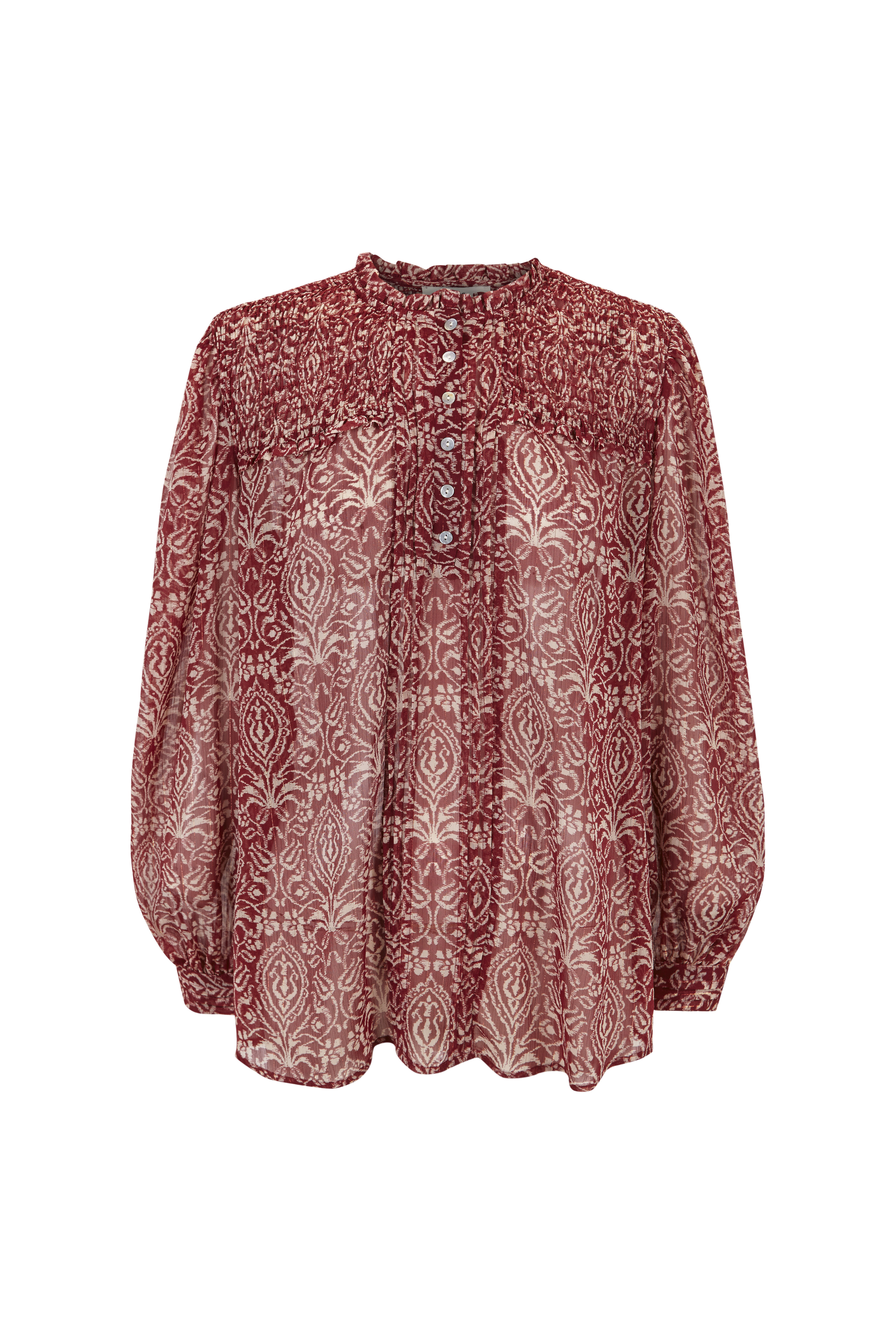 Blusa Sadie Flowy com estampa Lurex - Bege