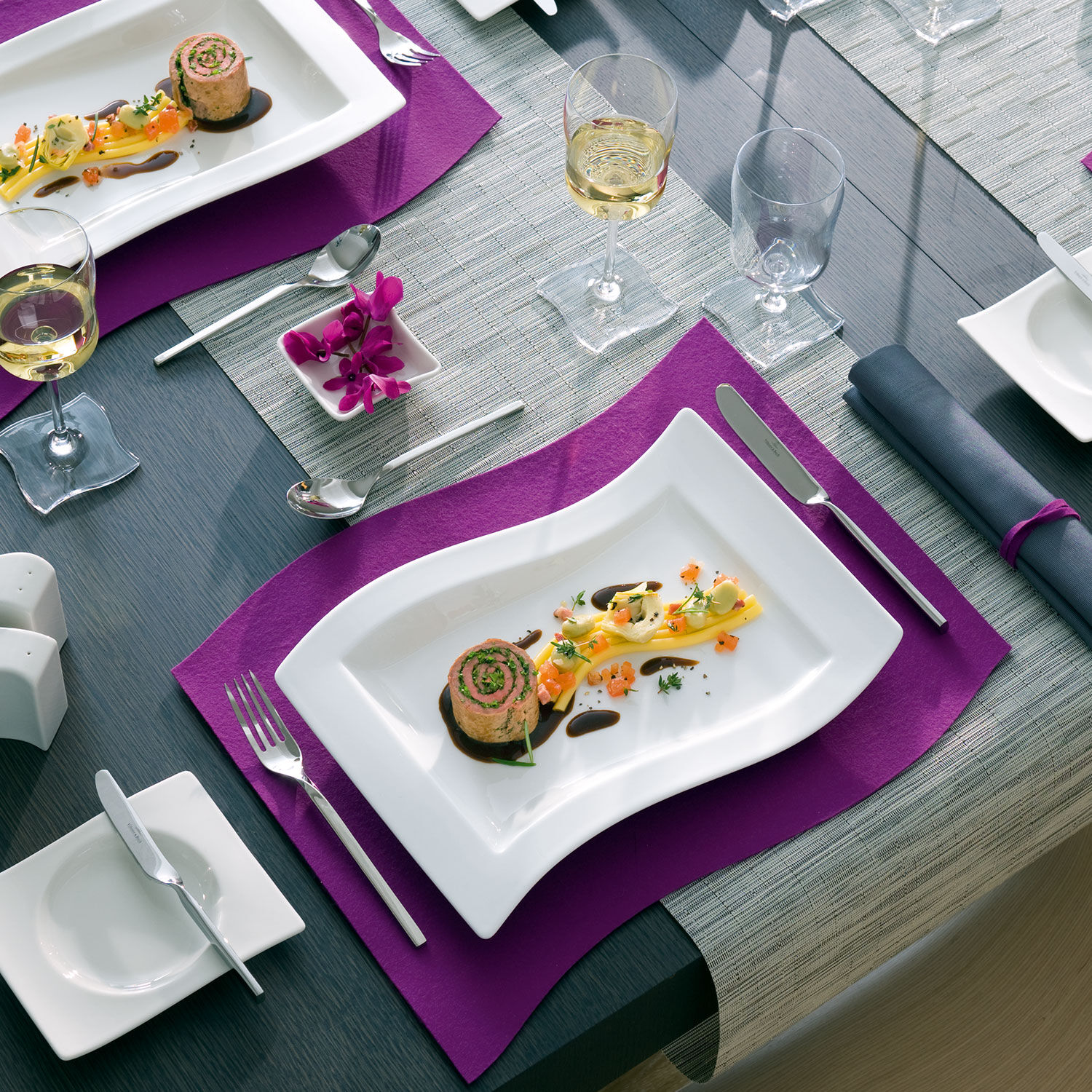 NewWave Buffet plate White, 13'' x 9.5'', Premium Porcelain