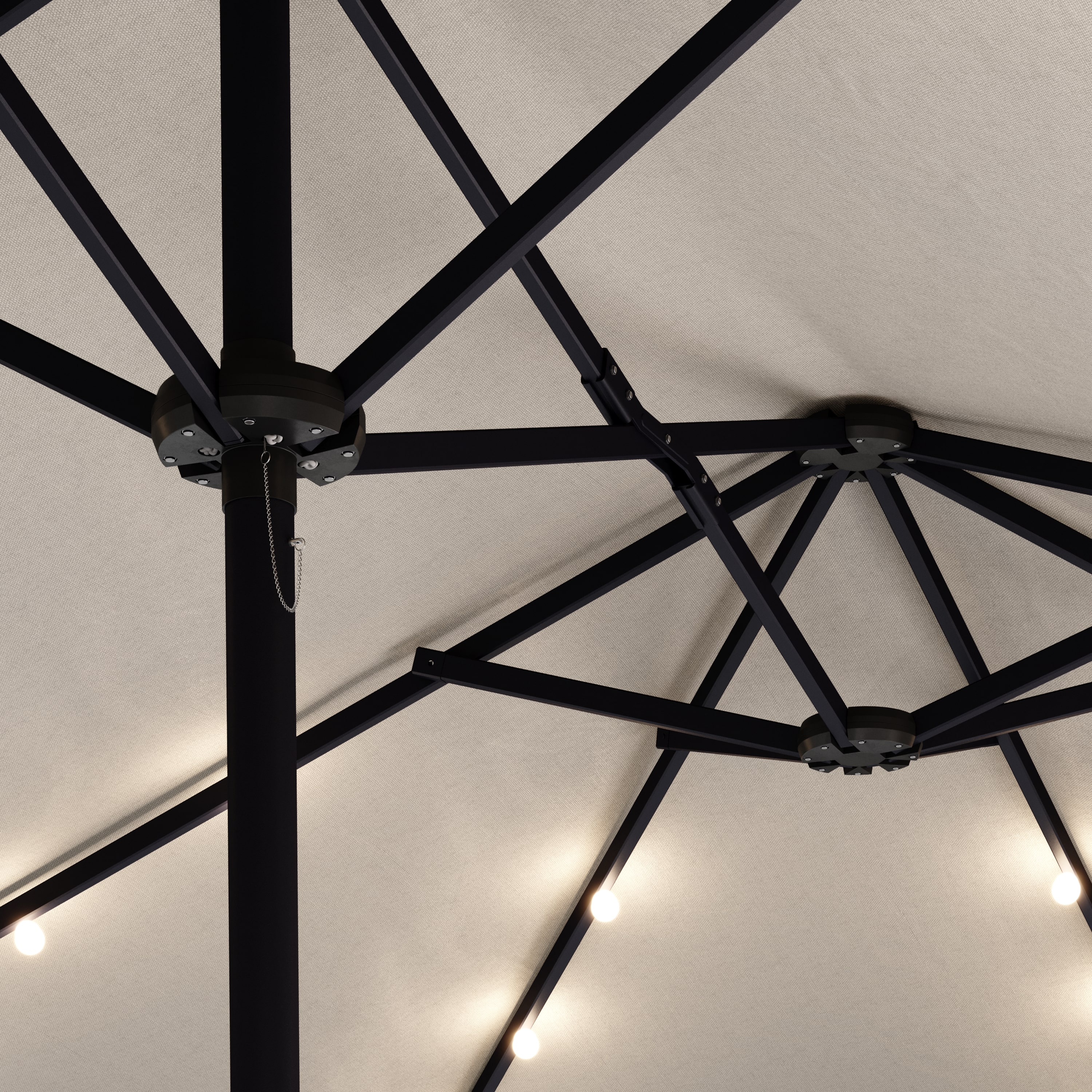 Doppel-Sonnenschirm OZE mit LED 460 x 270 cm weiss