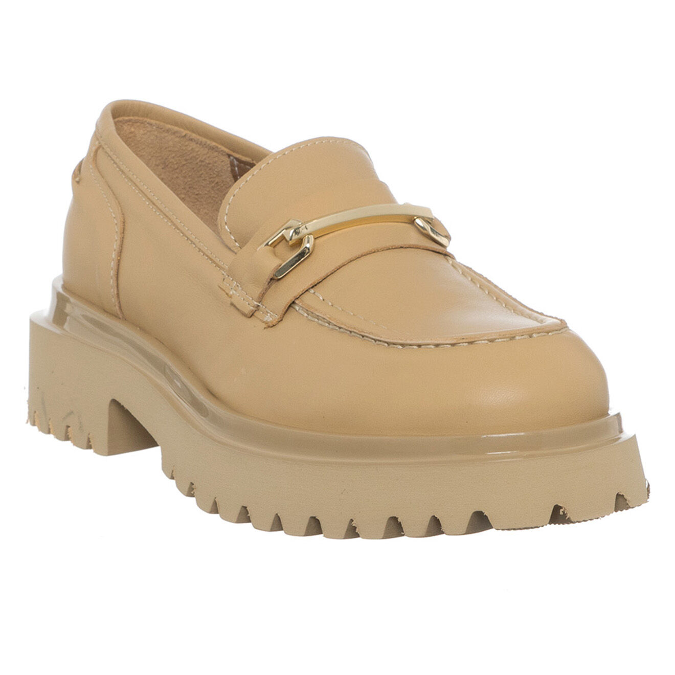 Loretta Pettinari Mocassins en Cuir Meringa beiges - Talon 5 cm
