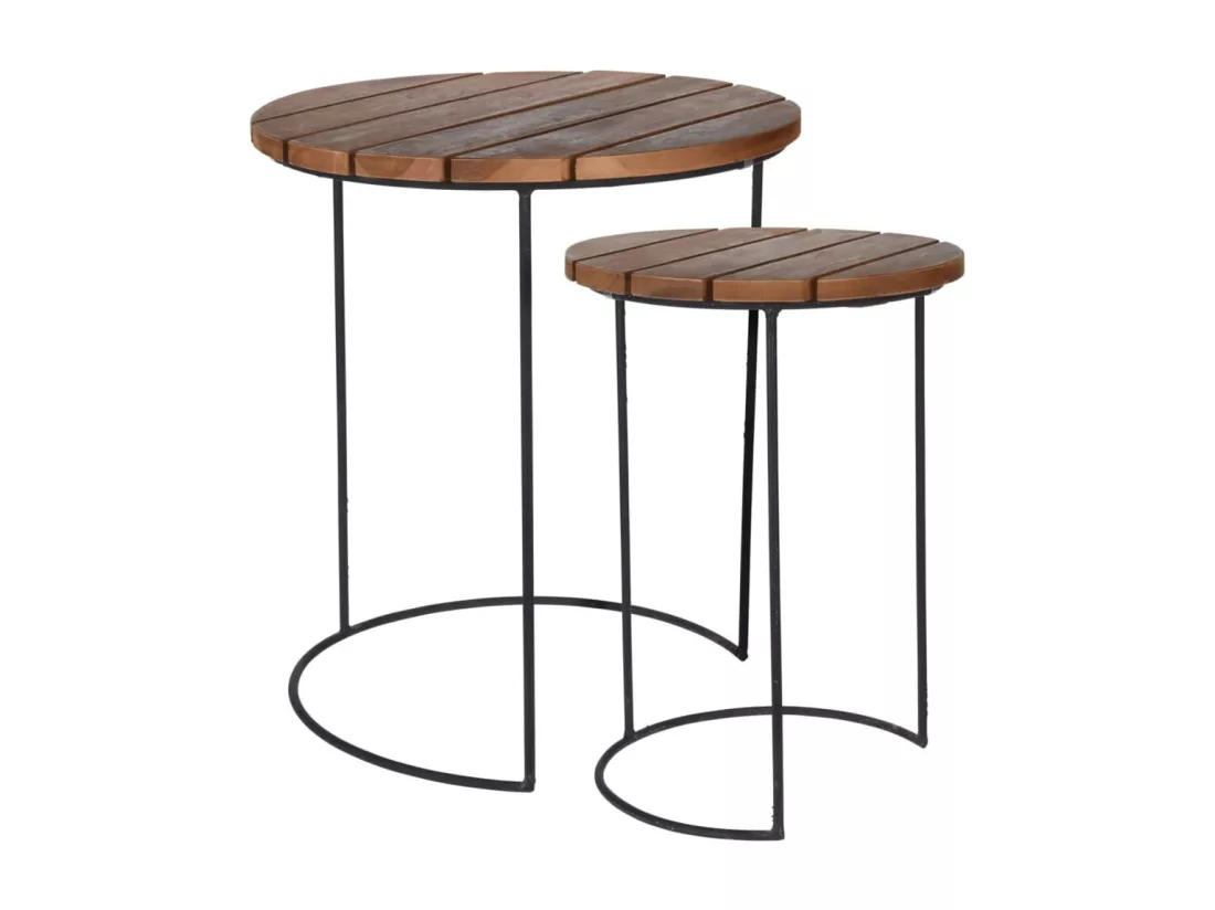 Ensemble de tables d'appoint 2 pièces Teck Marron