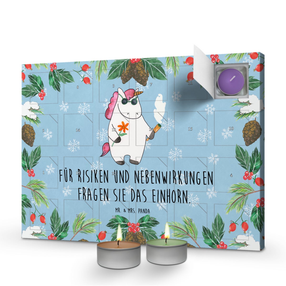 Mr. & Mrs. Panda Geurkaars Adventskalender Eenhoorn Woodstock - Pastelblauw