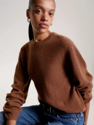 Suéter de lã e cashmere com textura canelada e modelagem relaxada
