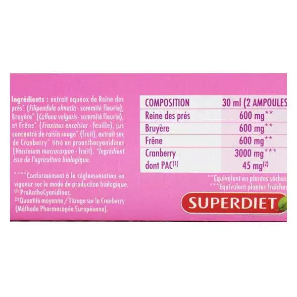 Superdiet Meadowsweet Quartet Organic Urinary Comfort 20 ampolas