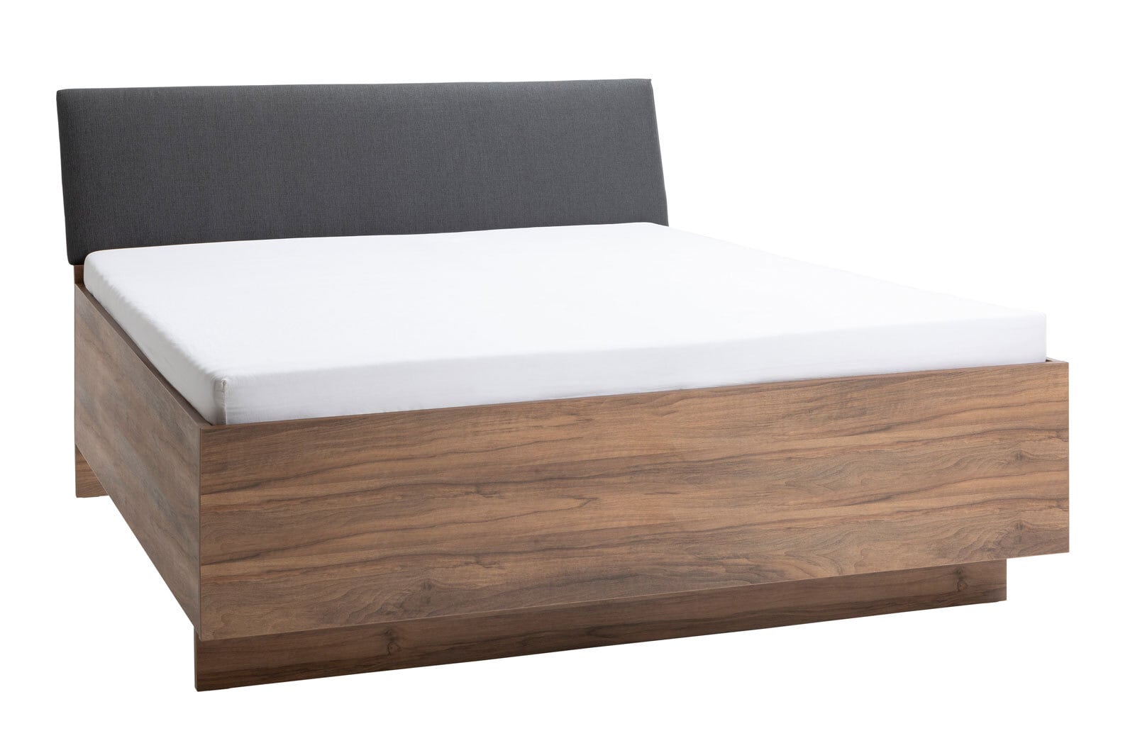 Bett INFINITO 180 x 200 cm Brera Nussbaum/ Stoffbezug grau