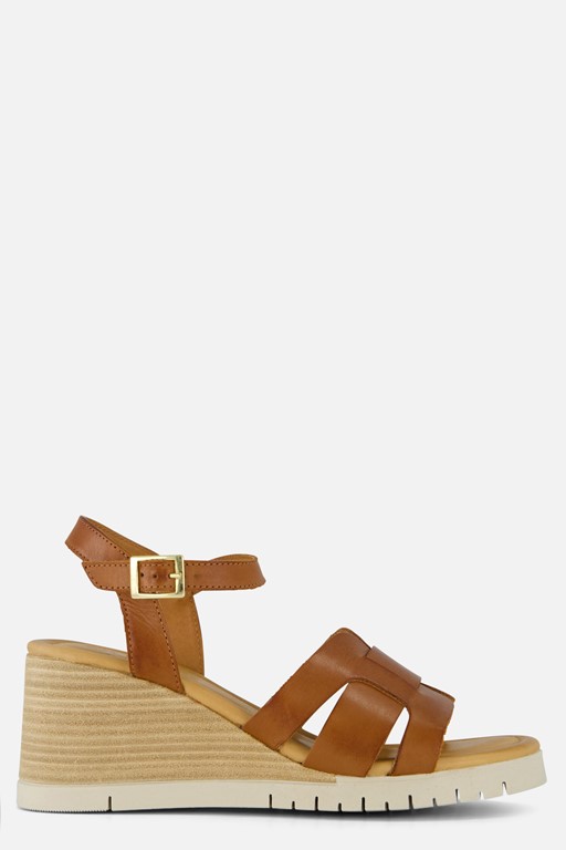 Aqa Sandalen met sleehak cognac Leer