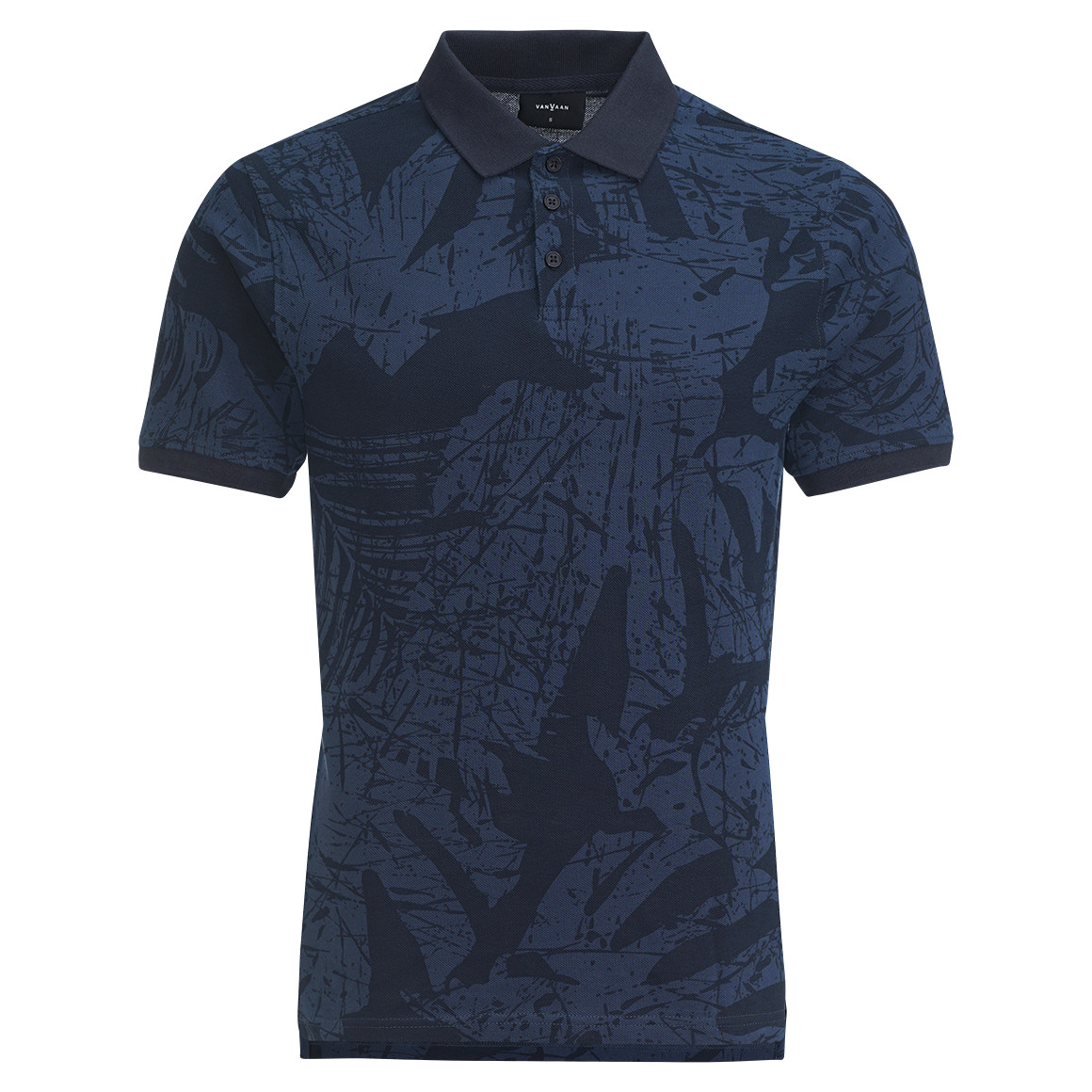 VanVaan Herren Poloshirt mit Muster dunkelblau