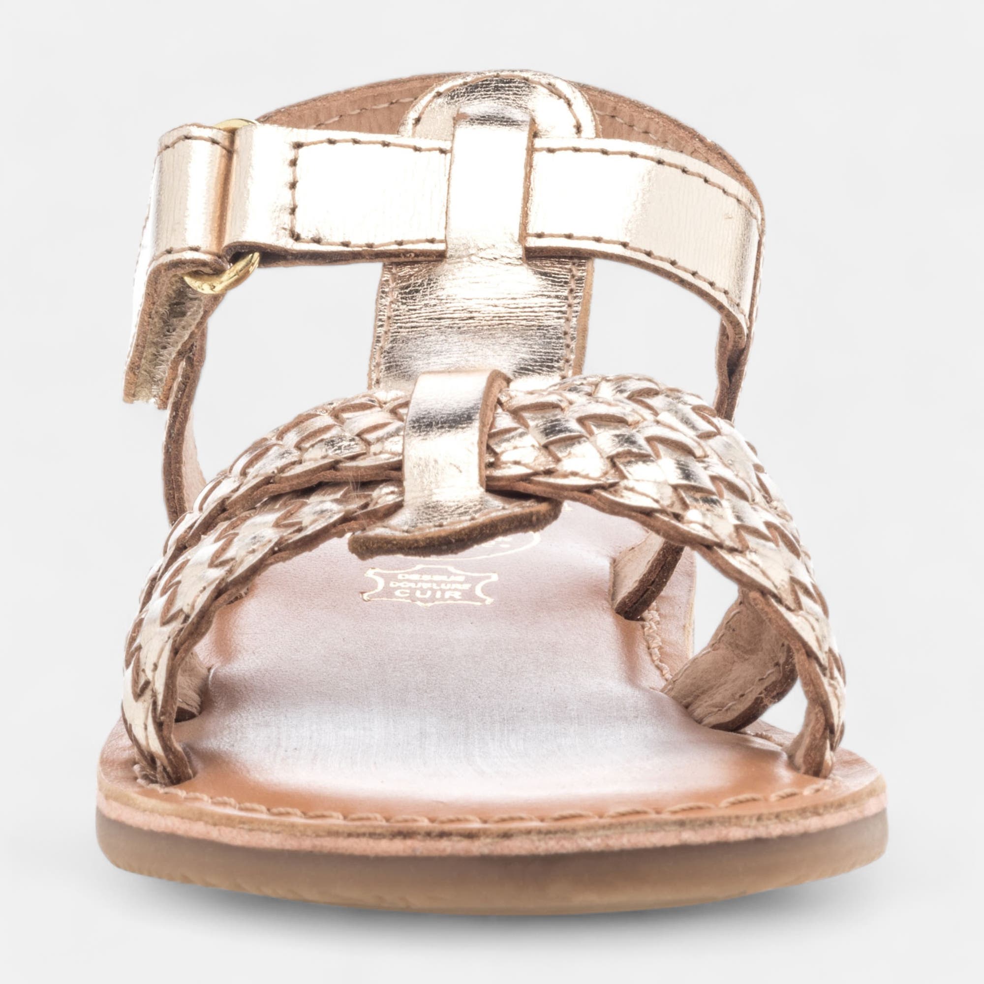 Nu-pieds Fille en cuir or