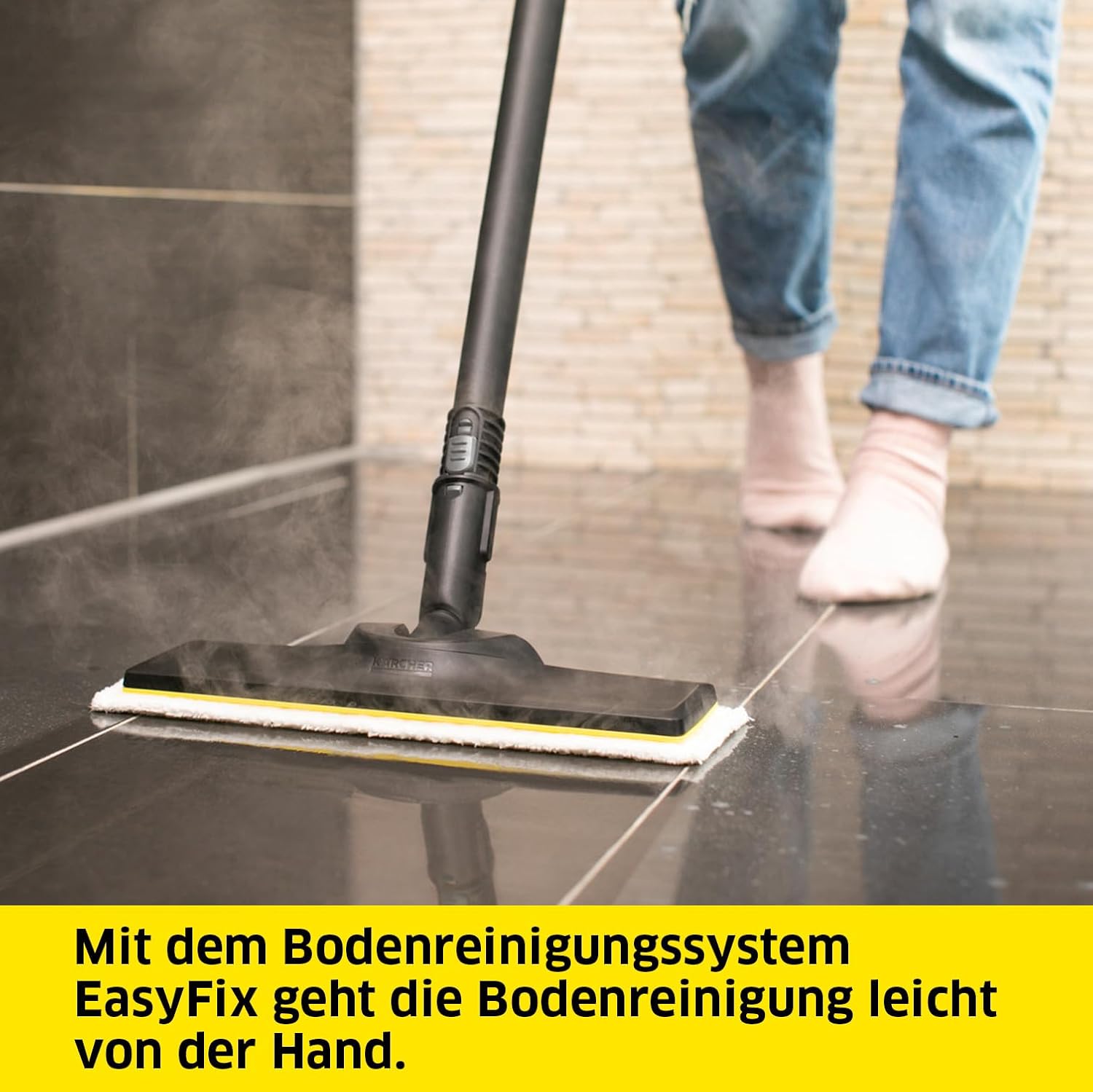 Kärcher Dampfreiniger SC 4 EasyFix, Dampfdruck: 3,5 bar, Aufheizzeit: 4 min., Leistung: 2.000 W, Flächenleistung: 100 m², 2-Tank-System: 0,5 l + 0,8 l, mit Bodenreinigungsset EasyFix, Düsen und Bezüge