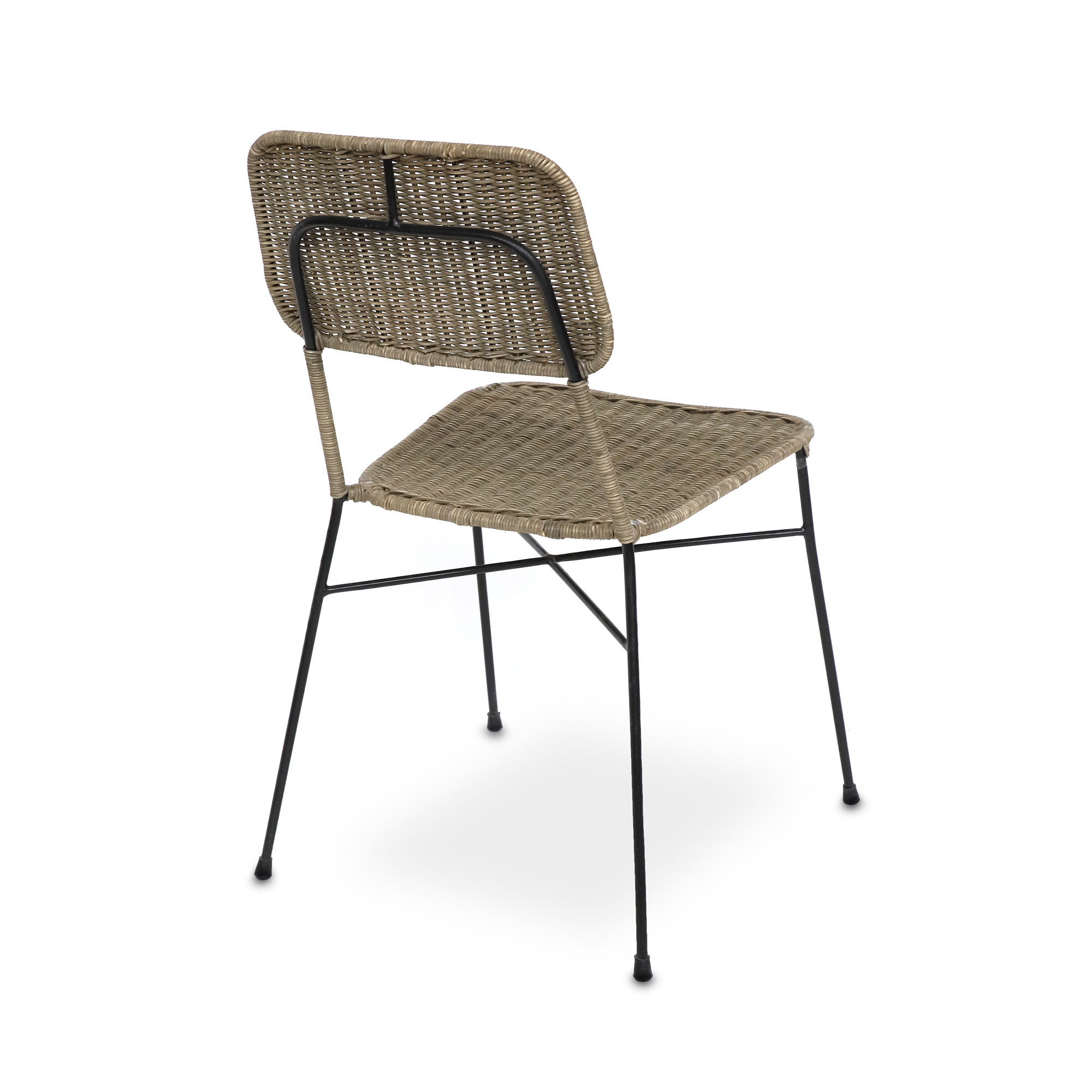 Rattan-Stuhl 'Stud', grau, schwarz, B 45 cm, L 48 cm, H 80 cm von fischer's lagerhaus