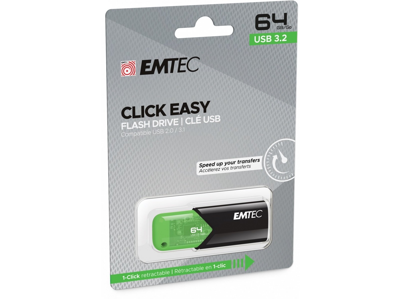 MEMÓRIAS USB EMTEC E173157 CLIK EASY 64GB
