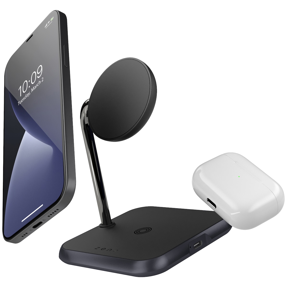 Zens Aluminum 3-i-1 trådløs lader