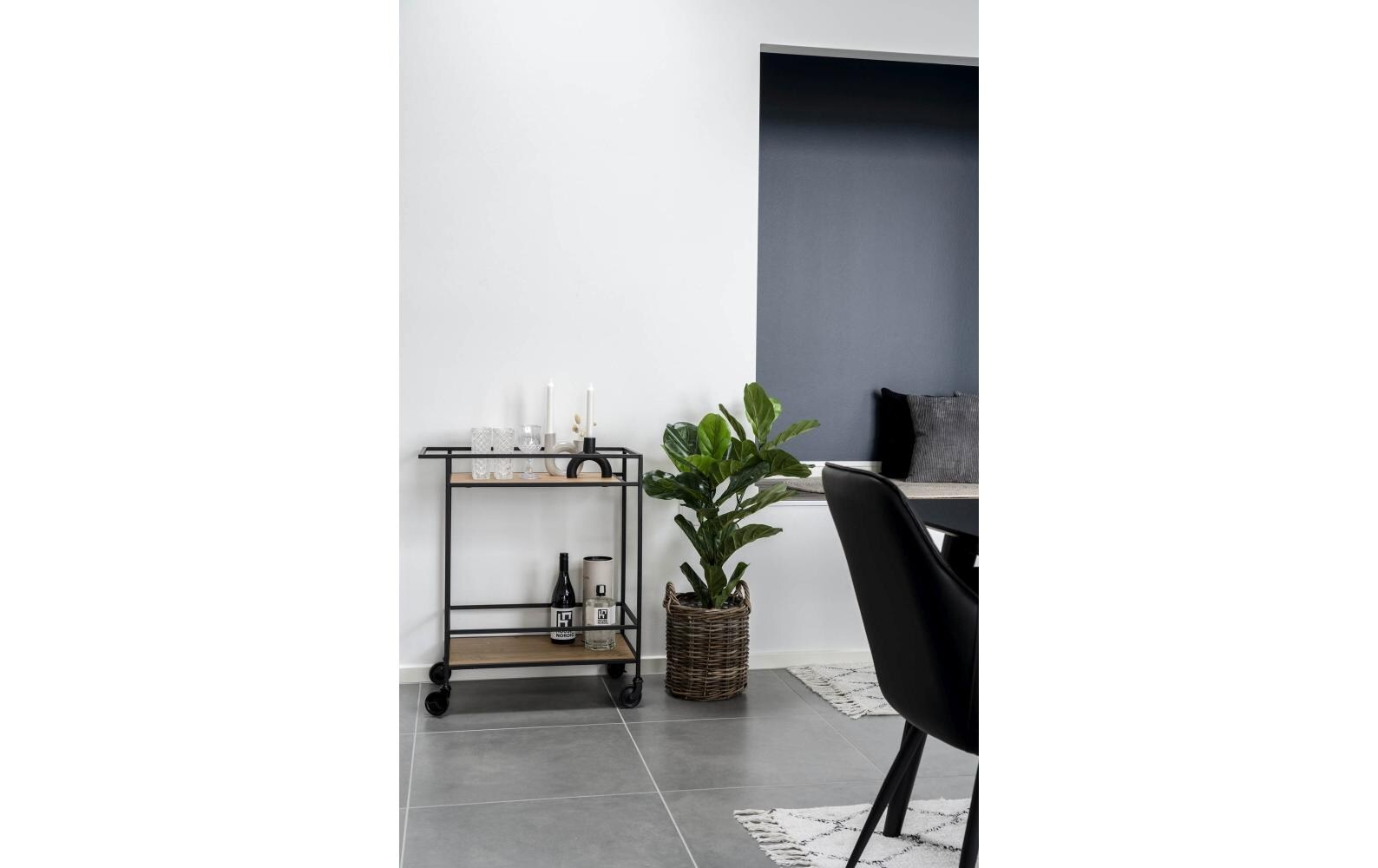 Bartrolley Vita 79 x 68 cm, Nature/Schwarz<br>Servierwagen mit zwei Ablagen
