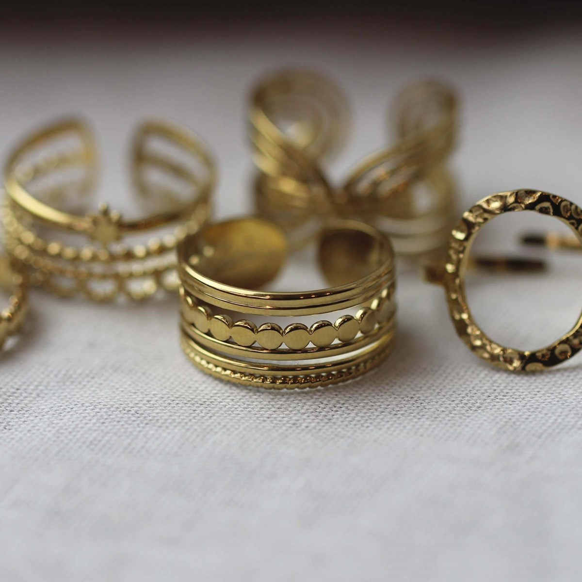 Bague Rondia acier doré or