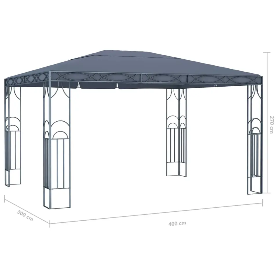 vidaXL - Prieel Met Lichtslinger - Antraciet - Stof - 400 x 300 cm