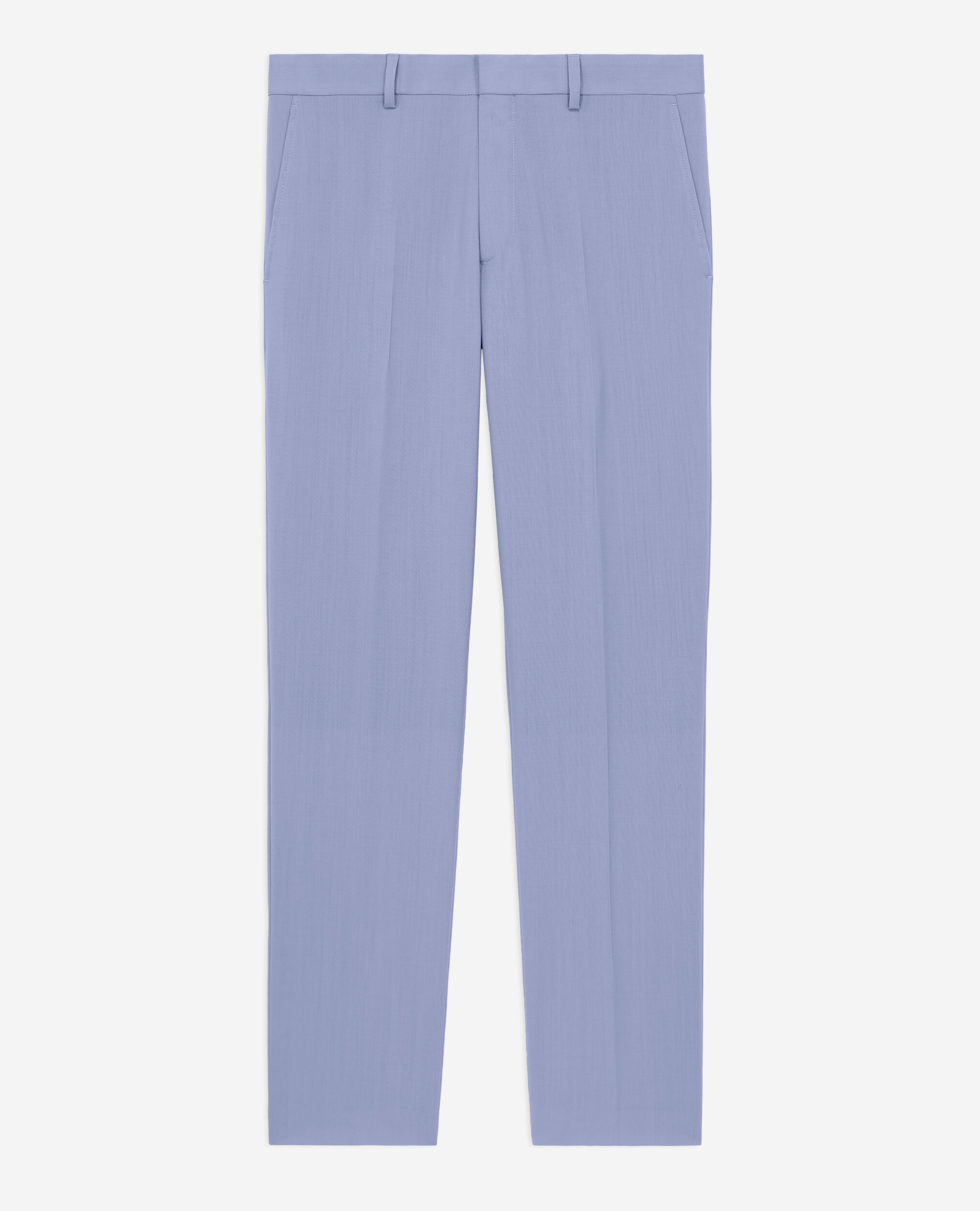 Pantalon de costume bleu en laine fil à fil
