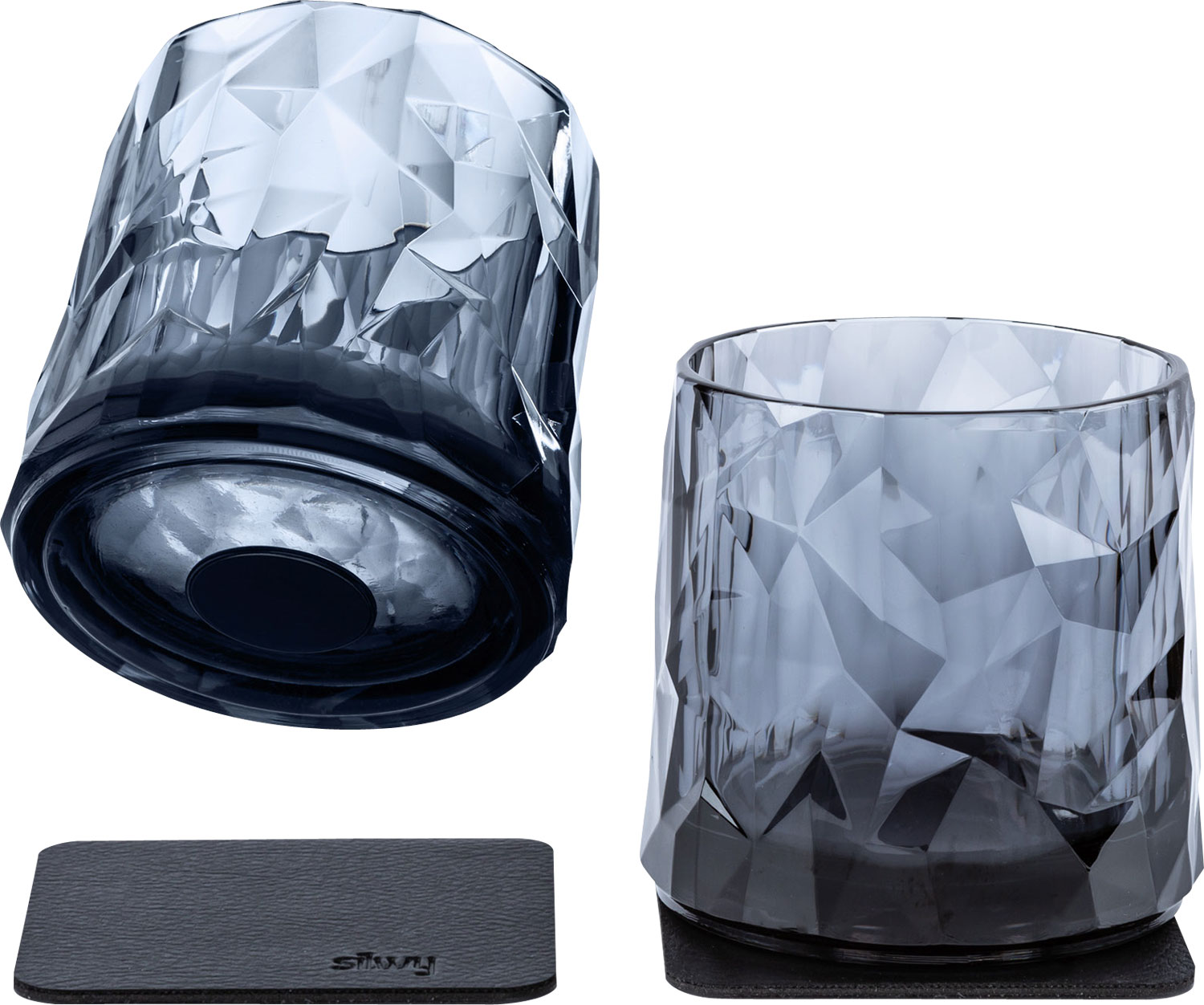 silwy® Magnet-Tumbler-Kunststoffgläser 2 Stk. Grau (250 ml)