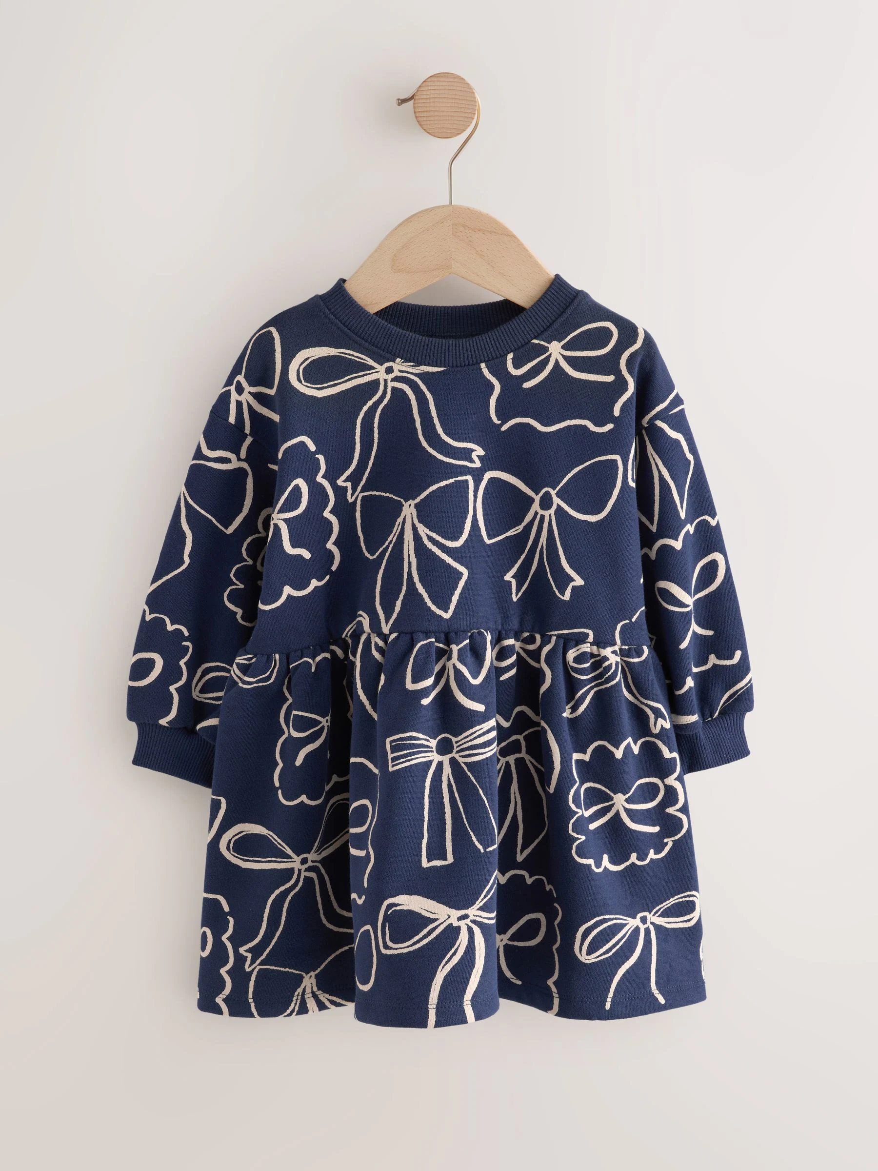 Marineblauw met strikjes - Sweaterjurk (3 mnd-7 jr)