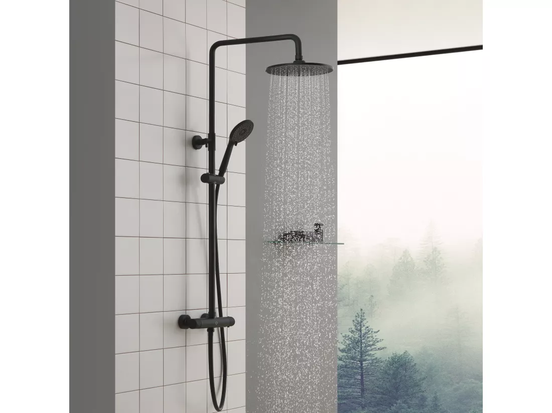 Cecipa max Colonne de Douche Thermostatique Noir Ensemble de Douche avec Douche de Tête Supérieur Réglable pour Salle de Bain,EU Modèle
