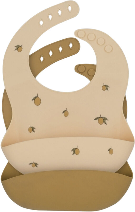 Konges Sløjd 2 PACK SILICONE BIB Lemon/almond