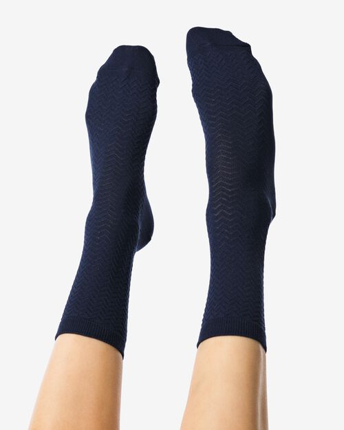 chaussettes avec zigzag en coton bleu foncé