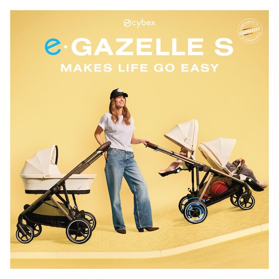 Poussette e-Gazelle S + Panier shopping   Châssis Black - Moon Black        de               CYBEX
