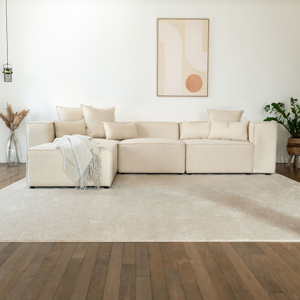 HOME DELUXE Modulaire 3-zitsbank met Hocker - Beige