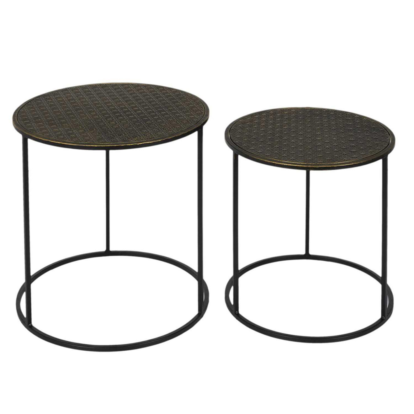 Home Deco Factory 2 Tables gigognes martelé Mirage noir/doré