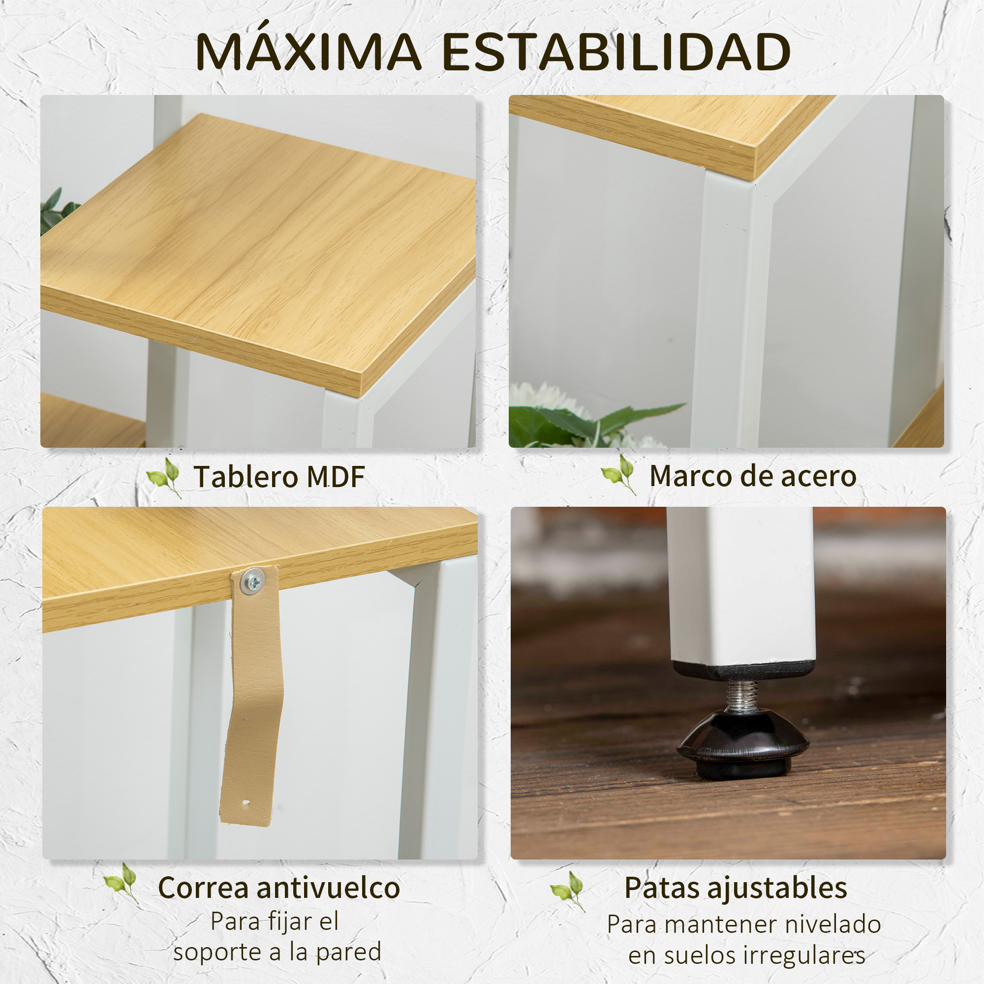 Suporte para plantas Outsunny, expositor de vasos de flores com 7 prateleiras e estrutura de aço para uso interno e externo, 65x23x94,5 cm, cores natural e branca.