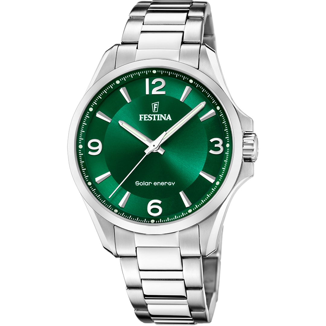 Festina Solar Energy Silbrig / Grün 42mm